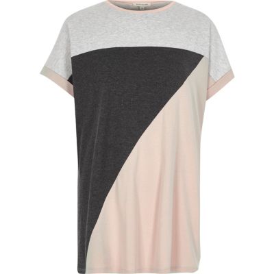 Pink colour block boyfriend T-shirt